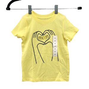 NWT‎ Cat & Jack Toddler 2T Yellow MOM Heart Graphic T Shirt Mother's Day Love